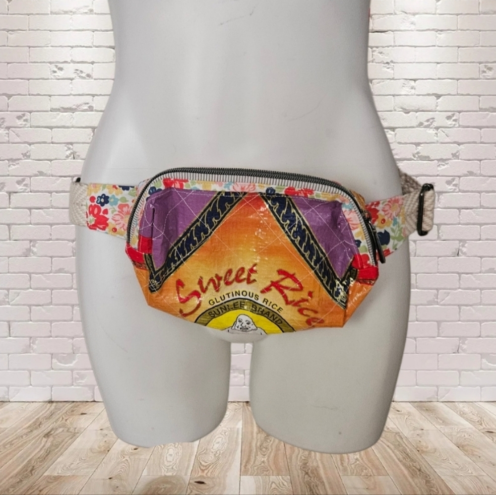 Colorful Sweet Rice Waist Bag( Upcycled From Real Rice Bag)